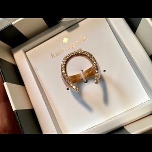 Kate Spade Pave Crystal Lucky Horseshoe Ring